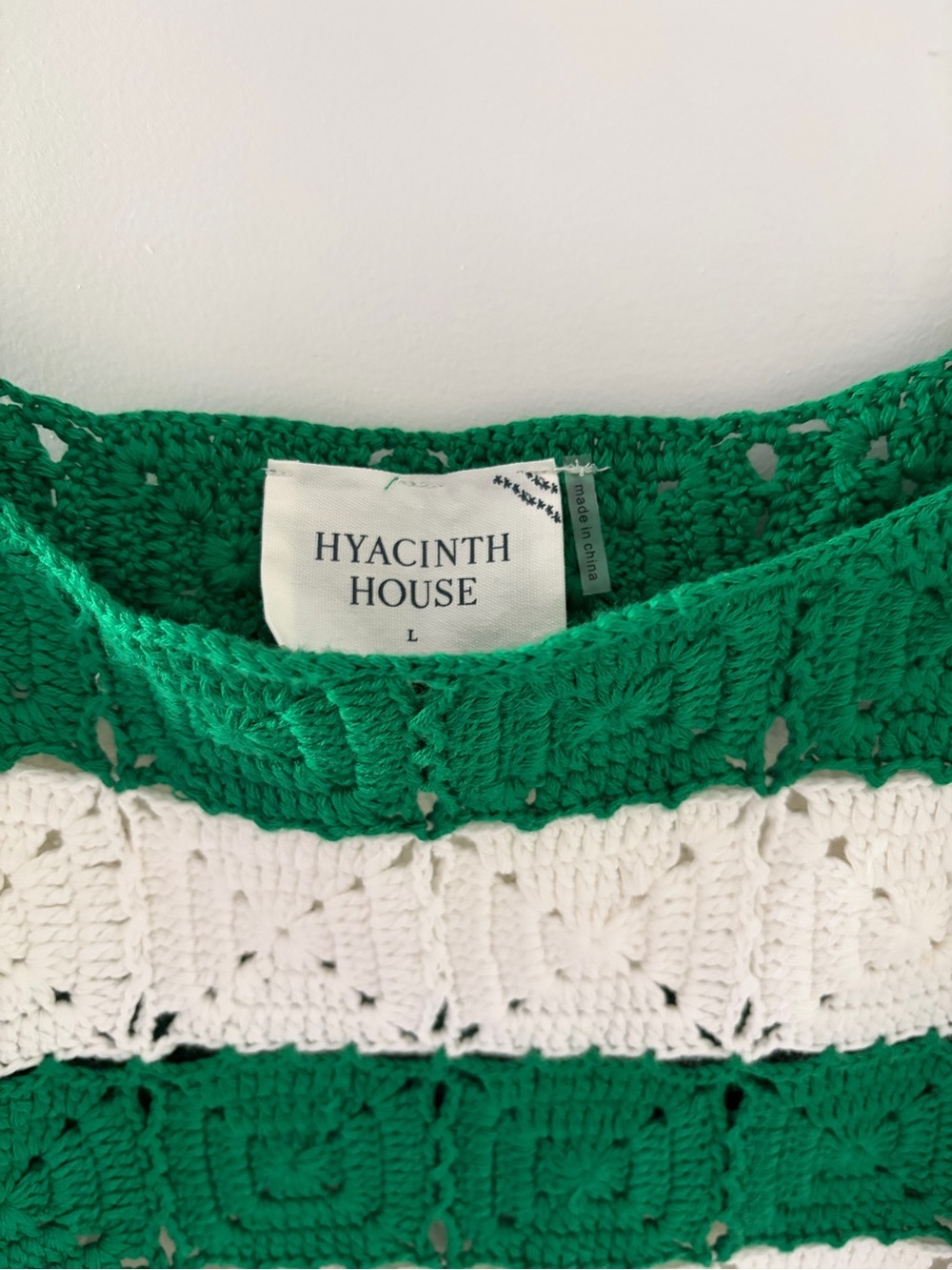 Hyacinth House by Tuckernuck Green & White Crochet Cooper Tank Size L - Picture 4 of 4
